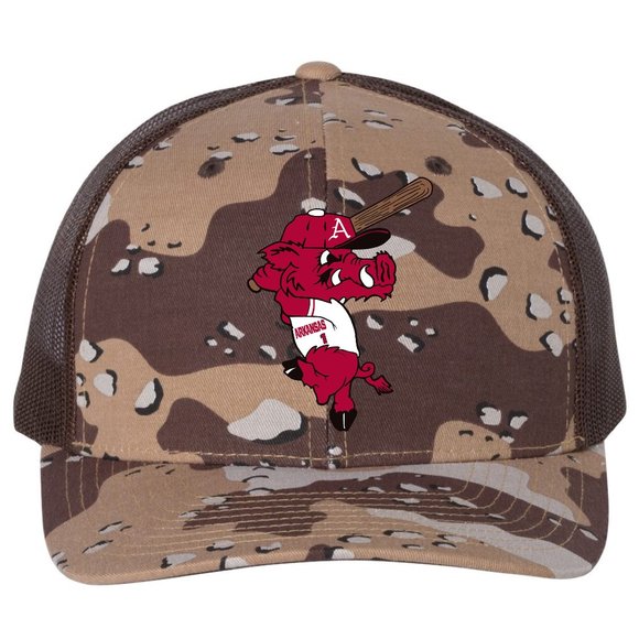 Ribby at Bat 3D Patterned Snapback Trucker Hat- Desert Camo/ Brown - Picture 1 of 3